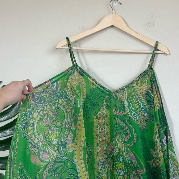 Soma Green Chiffon Scarf-Hem Cover-Up Dress - Picture 10 of 13